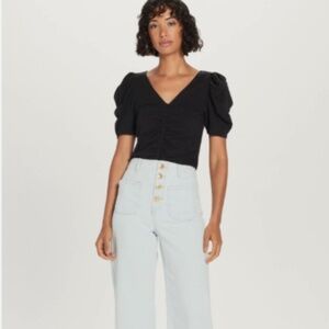 $180 GOLDIE TEE Navy Pima Jersey Short Sleeve Puff Top SIZE SMALL NEW WITH TAGS